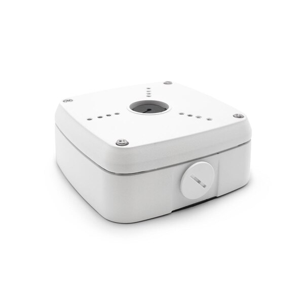 OUT WEATHER PROOF SQUARE JUNCTION BOX FOR MINI IP NON VANDAL DOME WITH IRS AND ROUND BASE BULLETS.